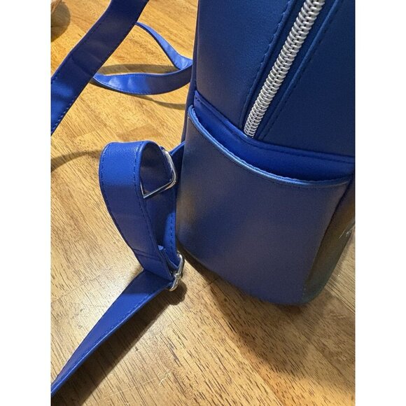 LOUNGEFLY Disney Pocahontas Colors of the Wind Backpack Pocket Faux Blue Leather - Picture 4 of 8